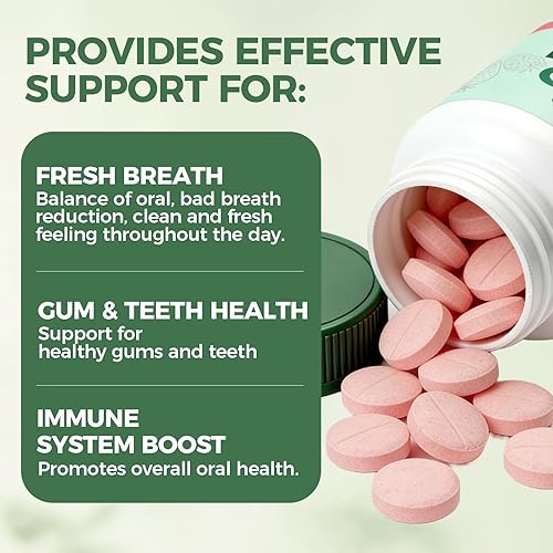 Miniatura 6 de Oracare Oral Defence - Suplemento de probióticos orales para aliento fresco, salud de dientes y encías, sabor a fresa, 60 unidades (1)