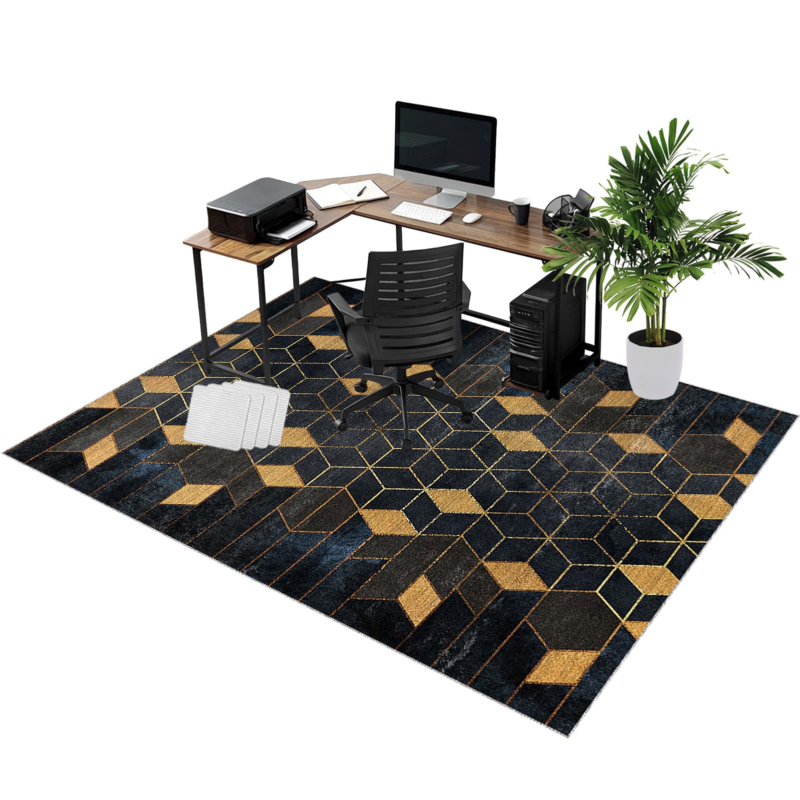 Rolling Chair Mats, Office Chair Mat for Carpet and Wooden Floors 90 x 120 cm Non-slip Gaming Floor Protector, Washable Desk Carpet Protector Rug for Home Office, Non Slip Floor Protection Mat