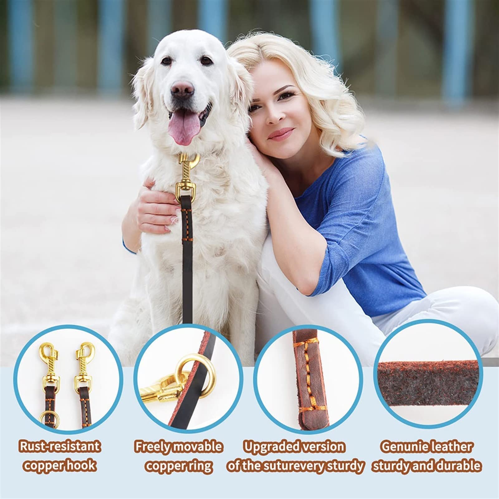 Multifunktionale Hundeleine Starke Und Weiche Hundeleine Aus Echtem Leder, Verstellbare Hände Frei, Crossbody, Doppelte Hundeleine for Alle Hunde