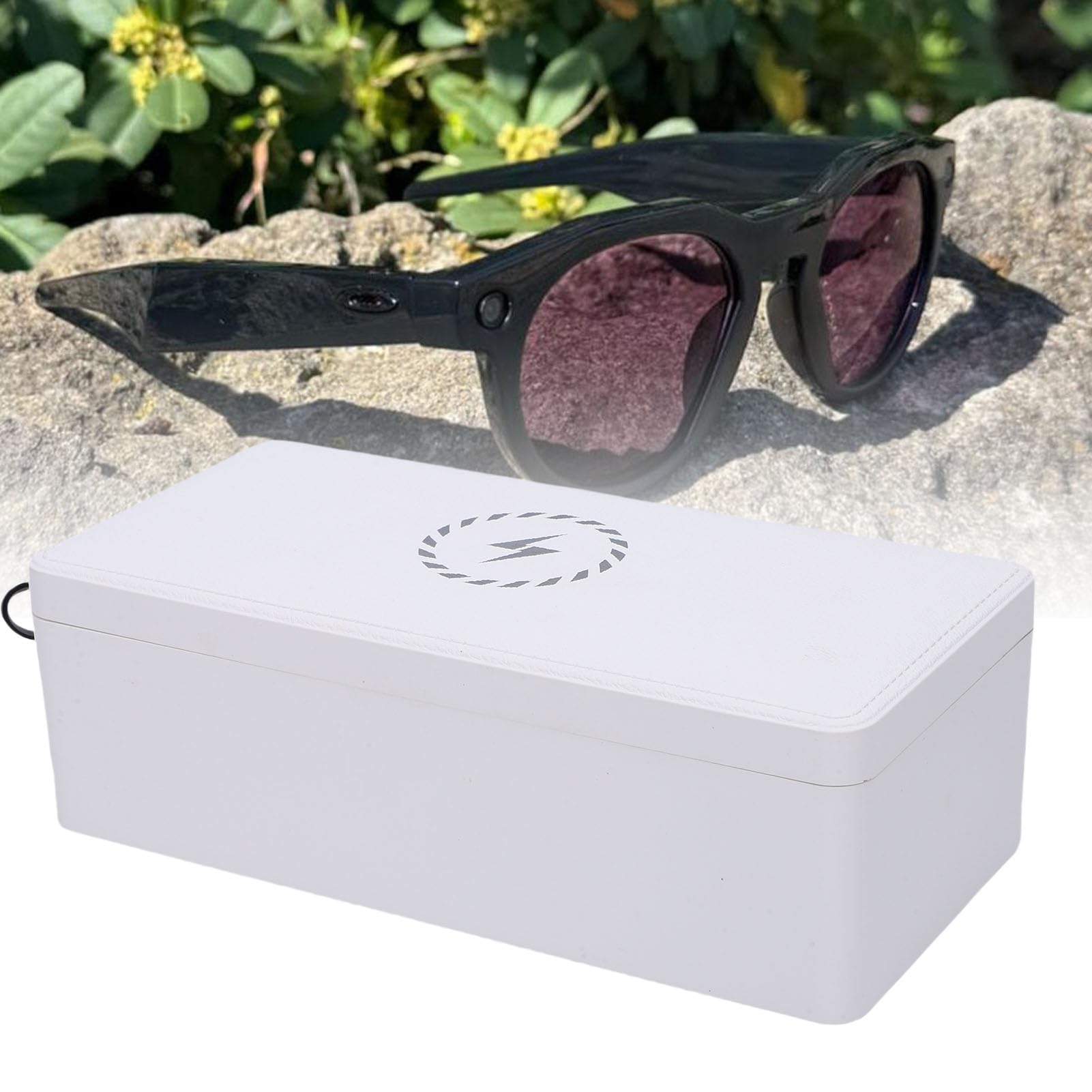 Yctze Estuche de Carga para Gafas Inteligentes, Estación de Carga Portátil, Cargador de Chip Protector con Indicador LED, Ideal para Gafas Inteligentes de Menos de 55 Mm