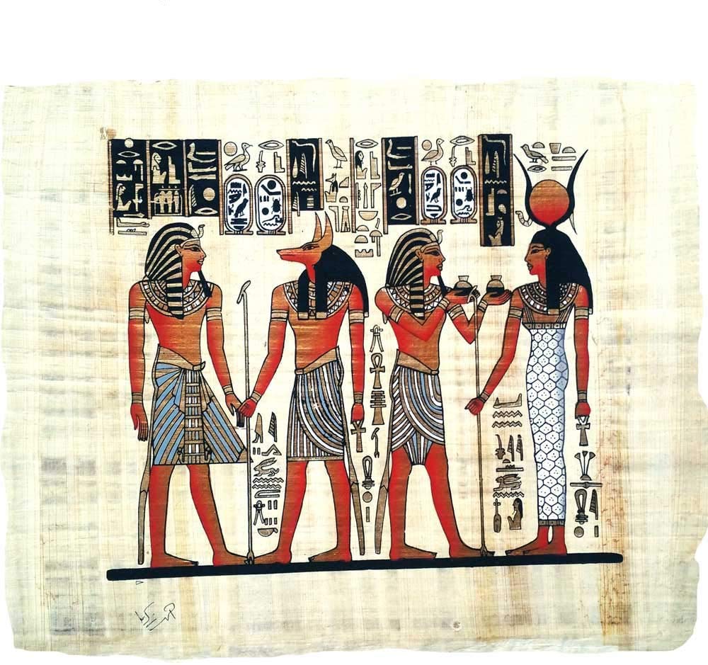 Papyrus original Ramsés II et Anubis à offrir cadeau idéal passionné Égypte antique