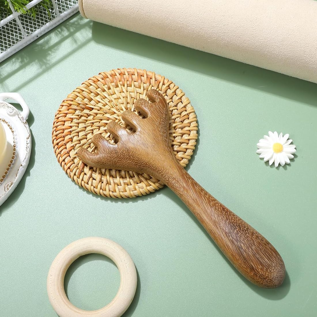 2 Pezzi Pettine per Massaggio del Cuoio Capelluto in Legno,Strumento di Massaggio Linfatico Manuale Raschiato,Pettini in Legno di Sandalo Naturale, per Spa e Relax Terapia