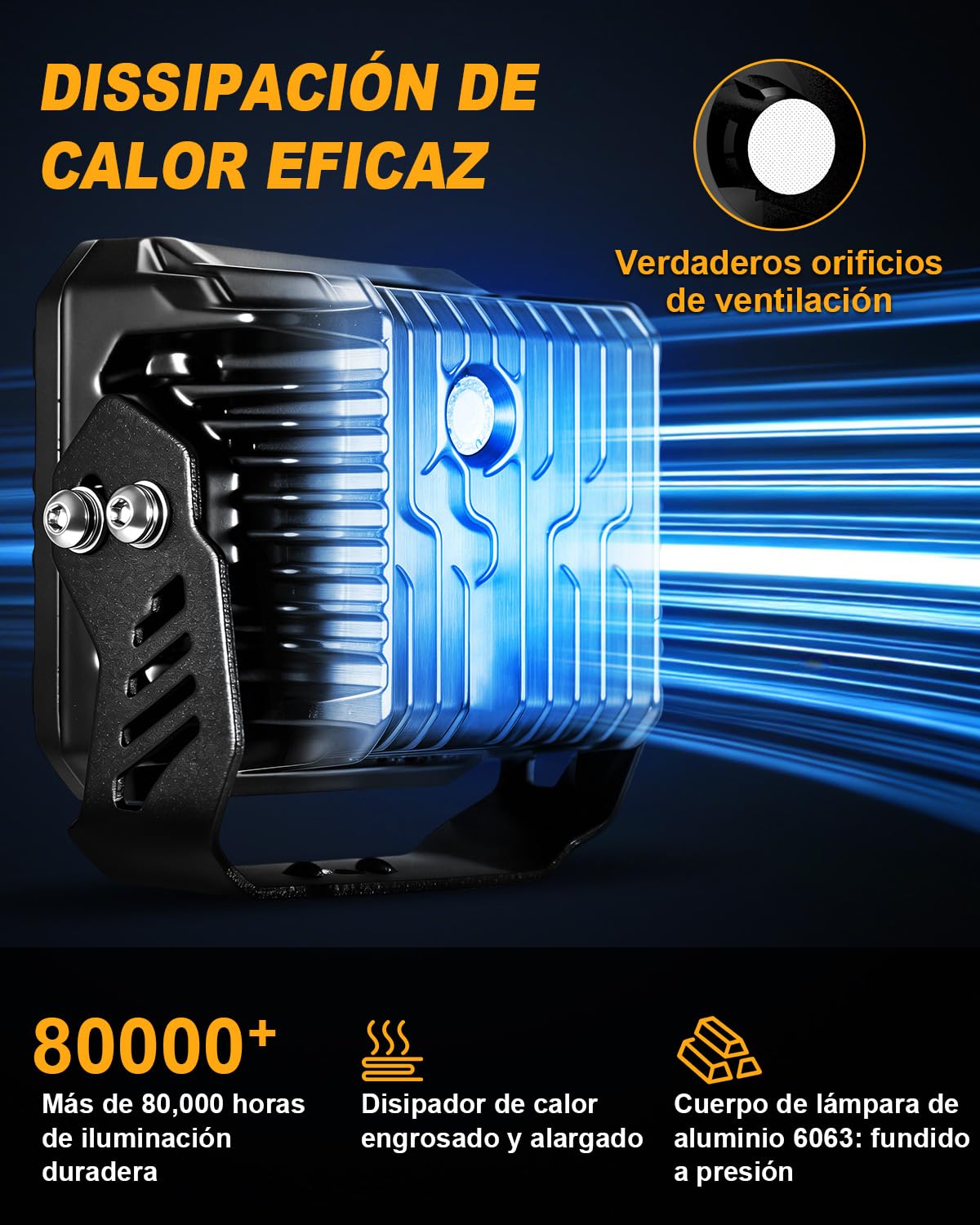 Antom Faro LED 41000LM 9 LEDs Trabajo 9-60V 270°, IP68 Impermeable Homologado ECE, Luz Blanca Ámbar Flash, Soporte Ajustable para Jeep, 4x4, Camión, Moto, ATV, Off-Road