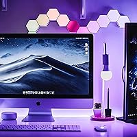 Vista 7 de Yescom APP Control Paquete de 10 luces LED hexagonales WiFi para montaje en pared y 11 paquetes de sincronización de música inteligente DIY 16