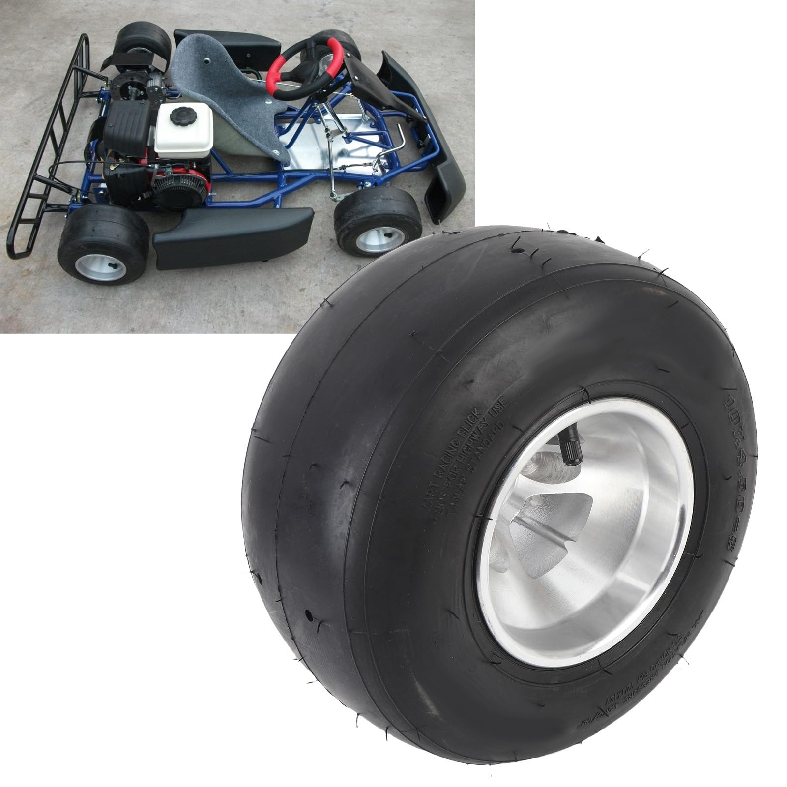 10 X 4.50-5 Llanta de Ruedas Delanteras, Carro de de ATV UTV Go Kart Road Tire con Borde bajo Deslizamiento bajo Control 4PR sin Tubra sin Tubra