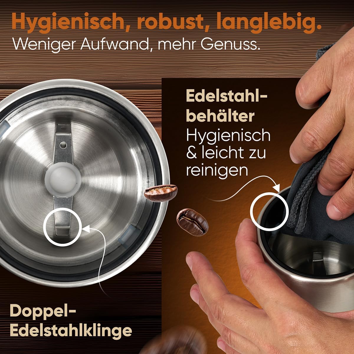 Kávéőrlő oldalnézet