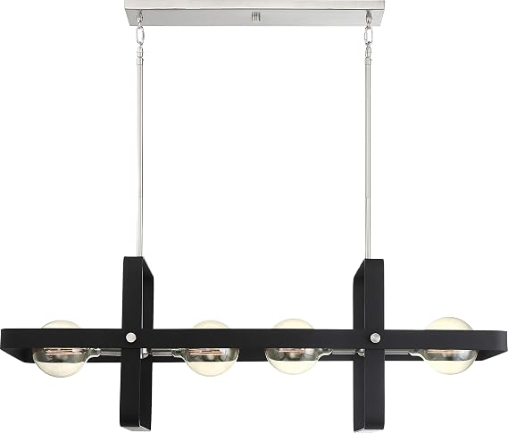 Nuvo Lighting 60-6625 Transitional Four Light Island Pendant from Prana Collection in Pewter, Nickel, Silver Finish, 42.00 inches