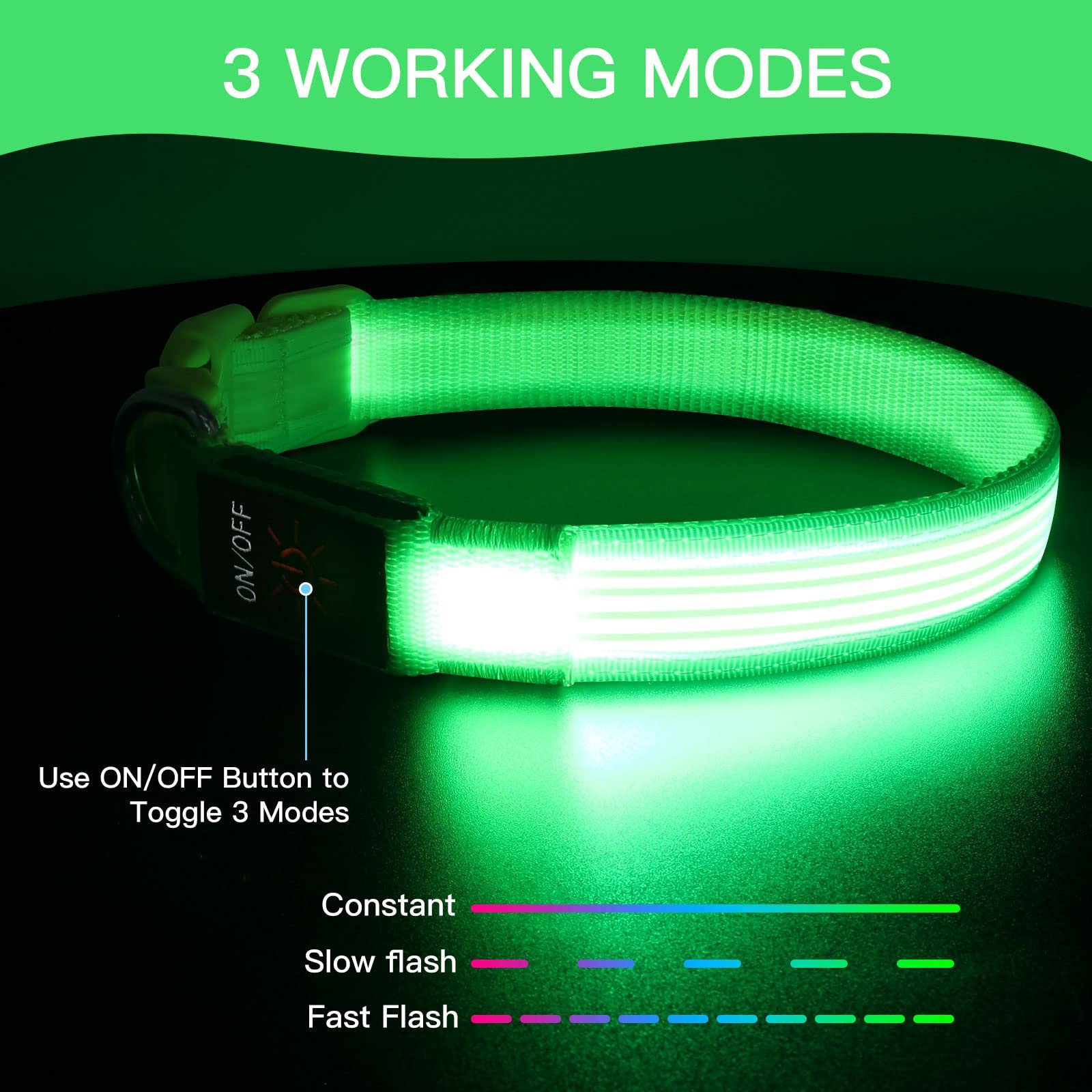 YFbrite Light up Dog Collar, USB Rechargeable LED Pet Collar, Flashing Night Visibility Neckwear - Image 4