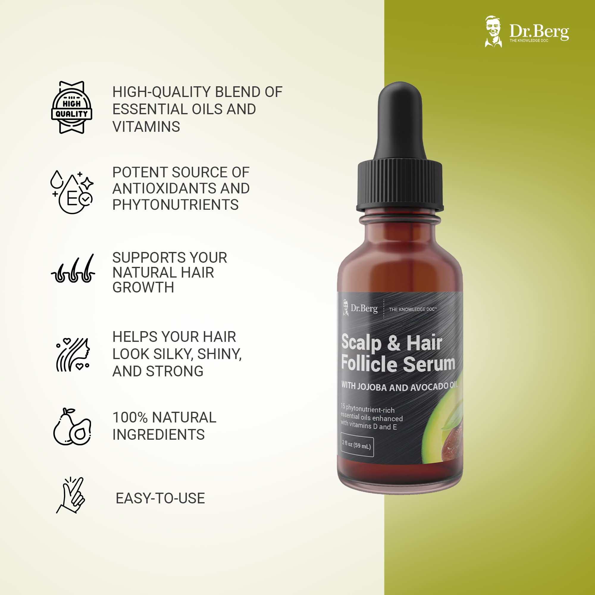 Dr. Berg's Scalp & Hair Follicle Serum Hair Growth Oil Natural