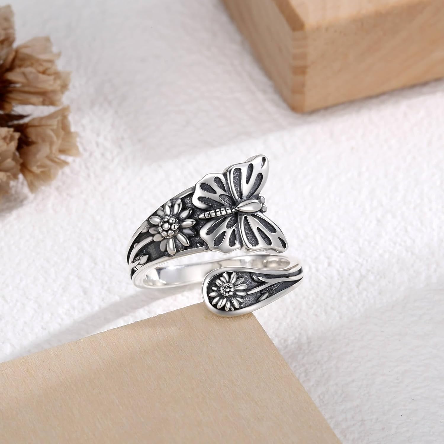 Spoon Ring for Women 925 Sterling Silver - Adjustable Vintage Antique Thumb Rings Nature-Inspired Jewelry Gift for Her - Image 4