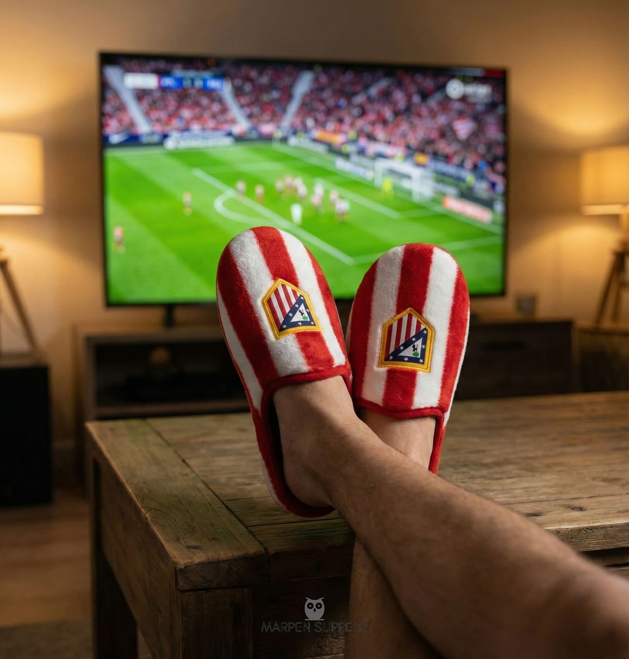 MARPEN SLIPPERS Zapatillas Atletico de Madrid Unisex – Zapatillas Casa Invierno Hombre con Suela Antideslizante – Zapatos de Casa Hombre con Tejido Amatista