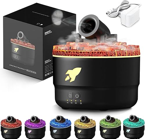 Humidificador de cañón, mini difusor LED de 7 colores, difusor de aroma de vapor silencioso, 2 modos de torreta creativa, aromaterapia de aire de
