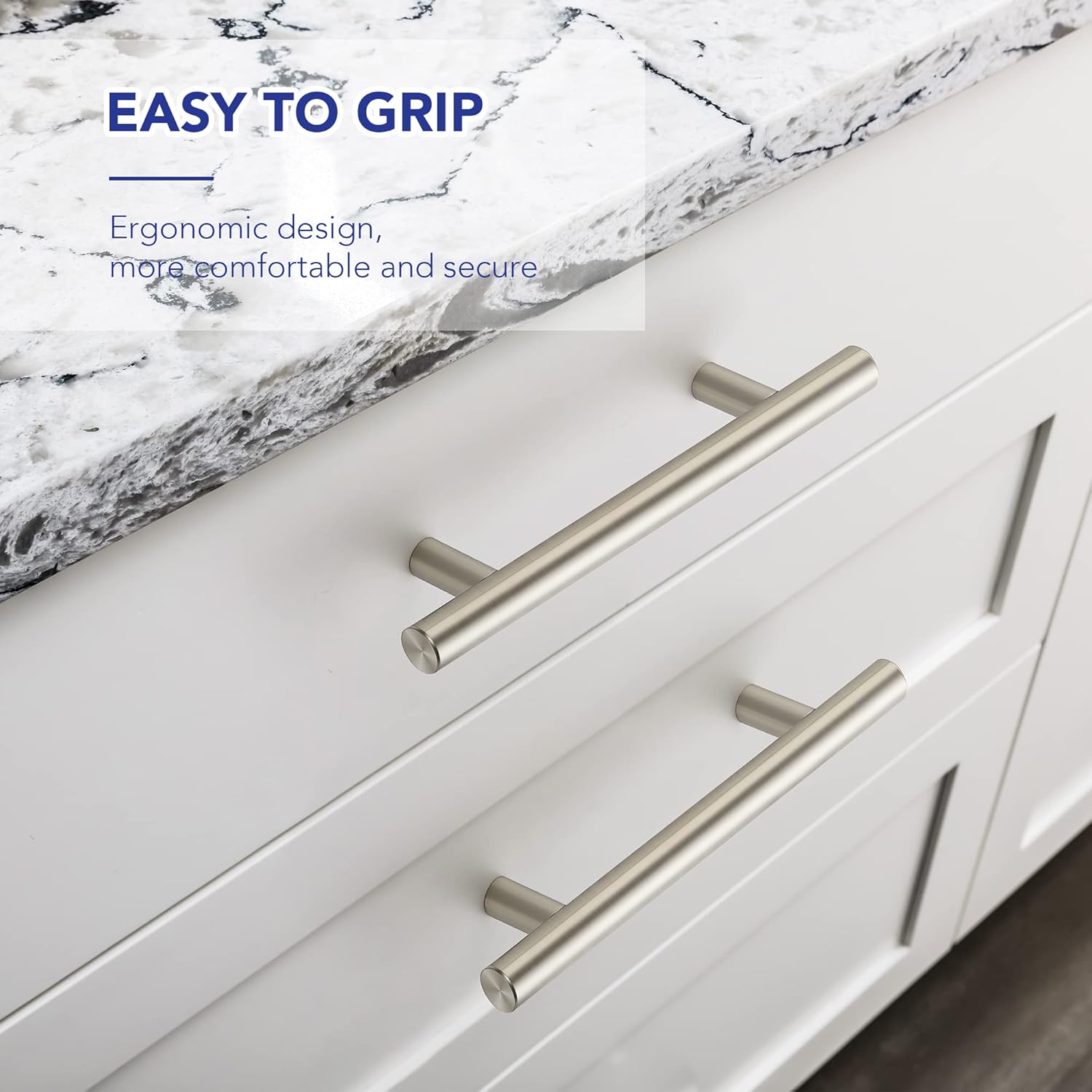 10 Pack Cabinet Handles with 3.75 Inch (96mm) Hole Center Brushed Nickel Cabinet Pulls Stainless Steel Drawer Pulls, Kitchen Knobs for Dresser Drawer, 6 Inch Overall Length