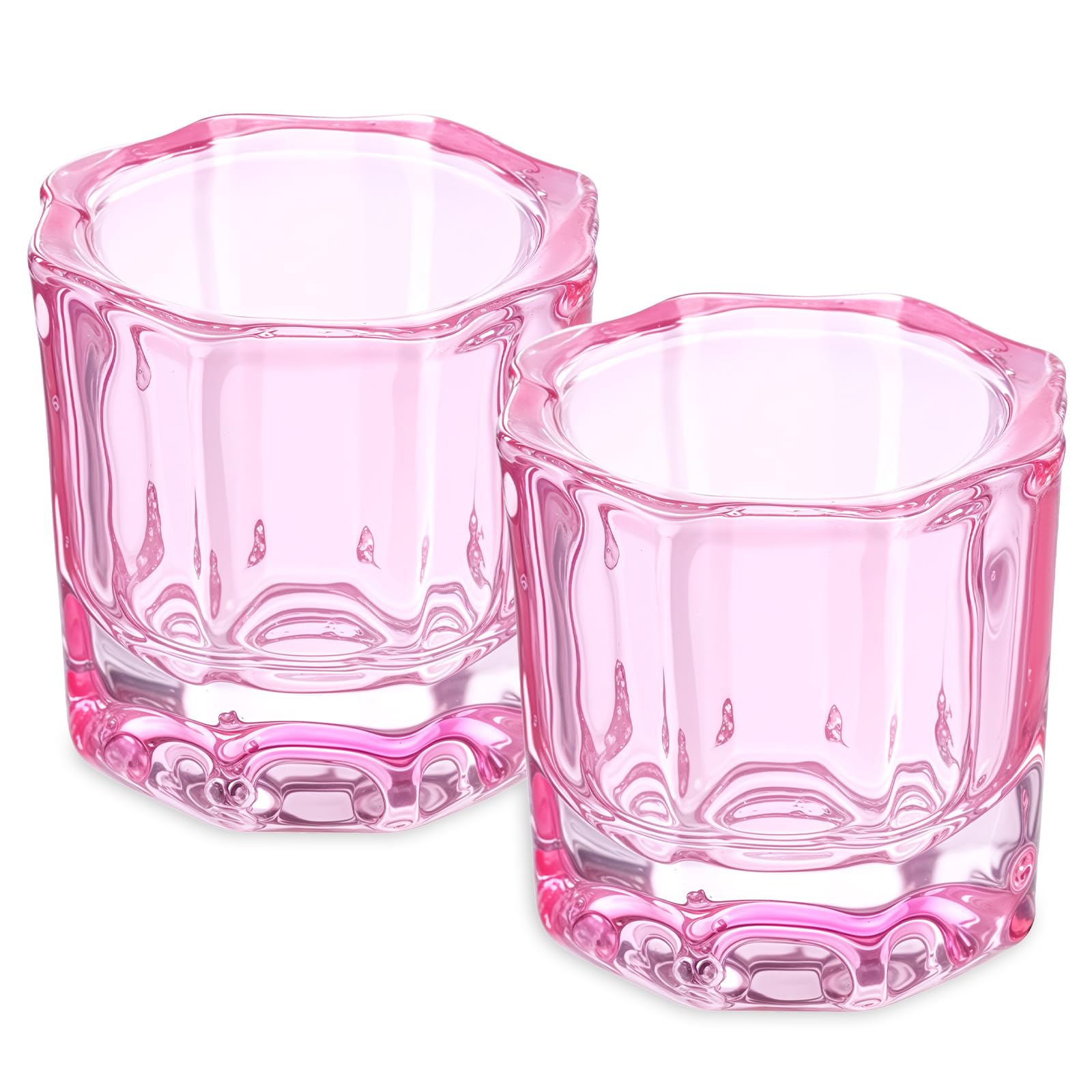 2 Pack Pink Dapping Dish for Nails Glass Nail Monomer, Pink Dish Cups for Nail, Glass Liquid Nails Bowls Liquids Holder Dampen Dishes Acrylic Powder Holder for Art Acrylic Liquid Manicure Care Tools