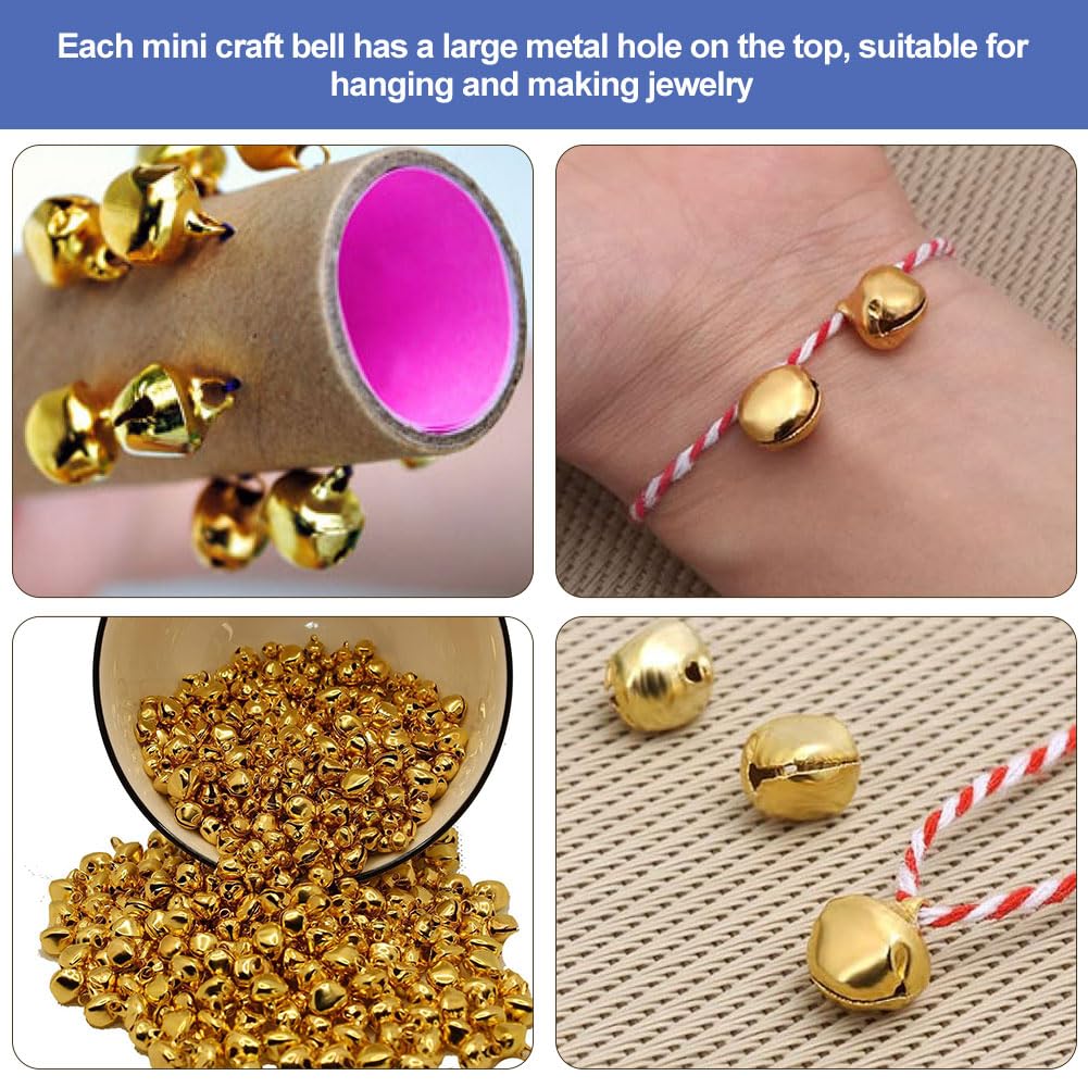 Small snail 10PCS Vintage Bronzen Jingle Bells Mini Hangende Knutselbel met 10m Jute Twijn voor DIY Decoraties, Kerstboom Ornamenten, Windklokkenspel, Naaien, Zindelijk Maken