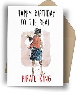The Real Pirate King Birthday Card | Anime Greeting Card | Anime Gifts | Birthday Gift for Anime Fan | Blank Card