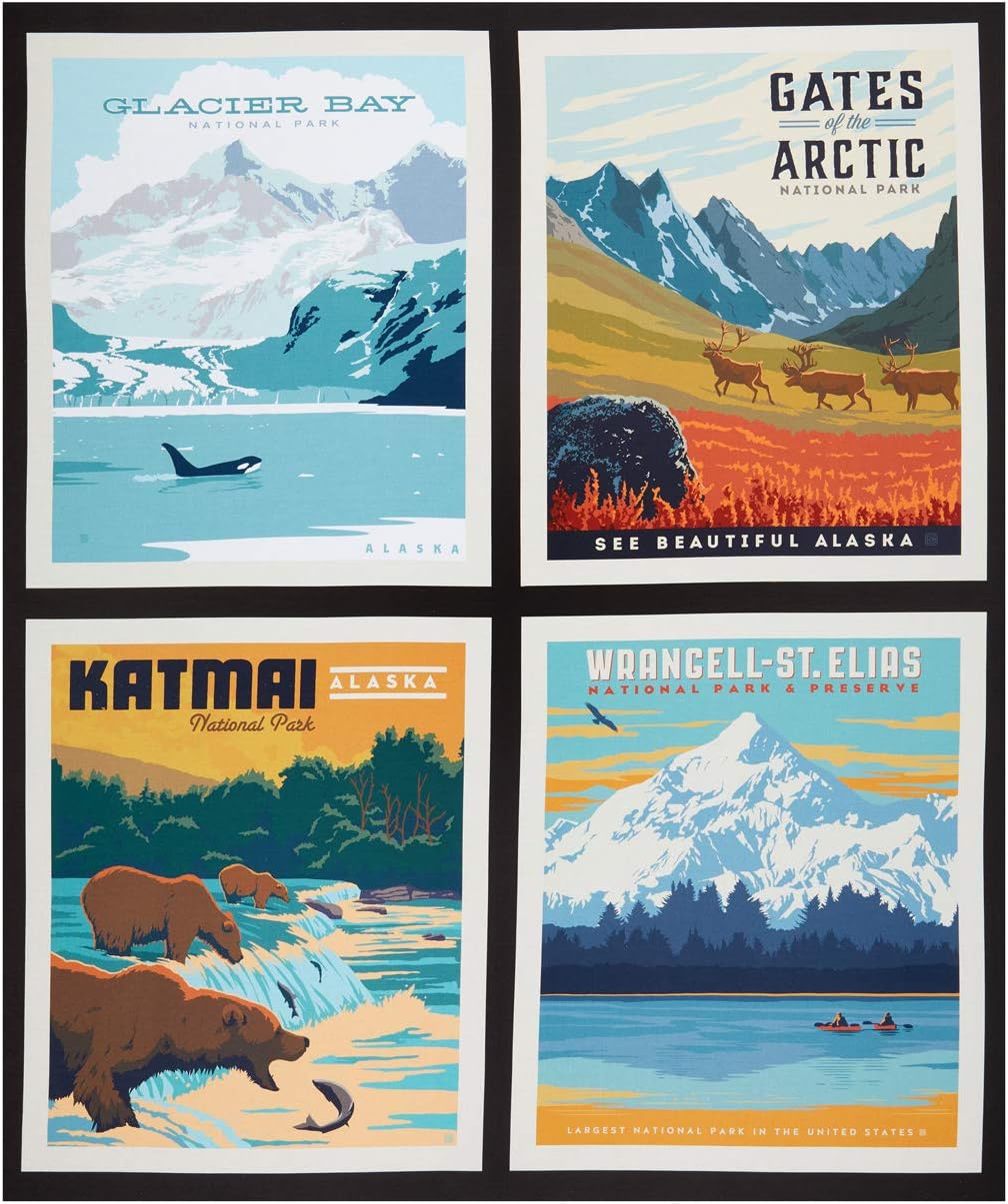 Riley Blake National Park Pillow Alaska 2 36 Panel Multi, Fabric by the Yard