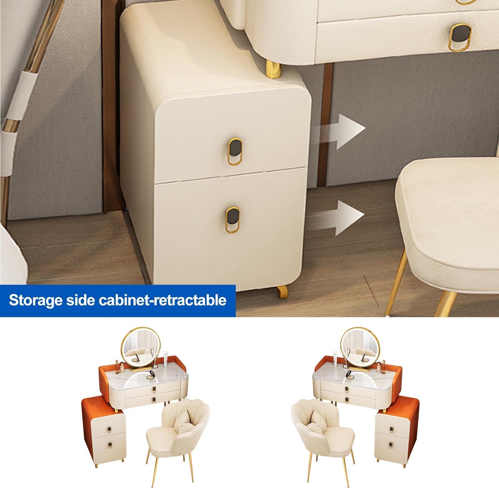 Amazon｜ドレッサーテーブル dressing table with mirror 360°回転