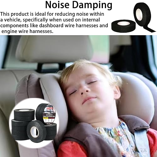 Miniatura 7 de Paquete de 12 cintas de arnés de cableado de 3/4 pulgadas x 50 pies, arnés de telar de alambre de alta temperatura, cinta eléctrica de tela, cinta
