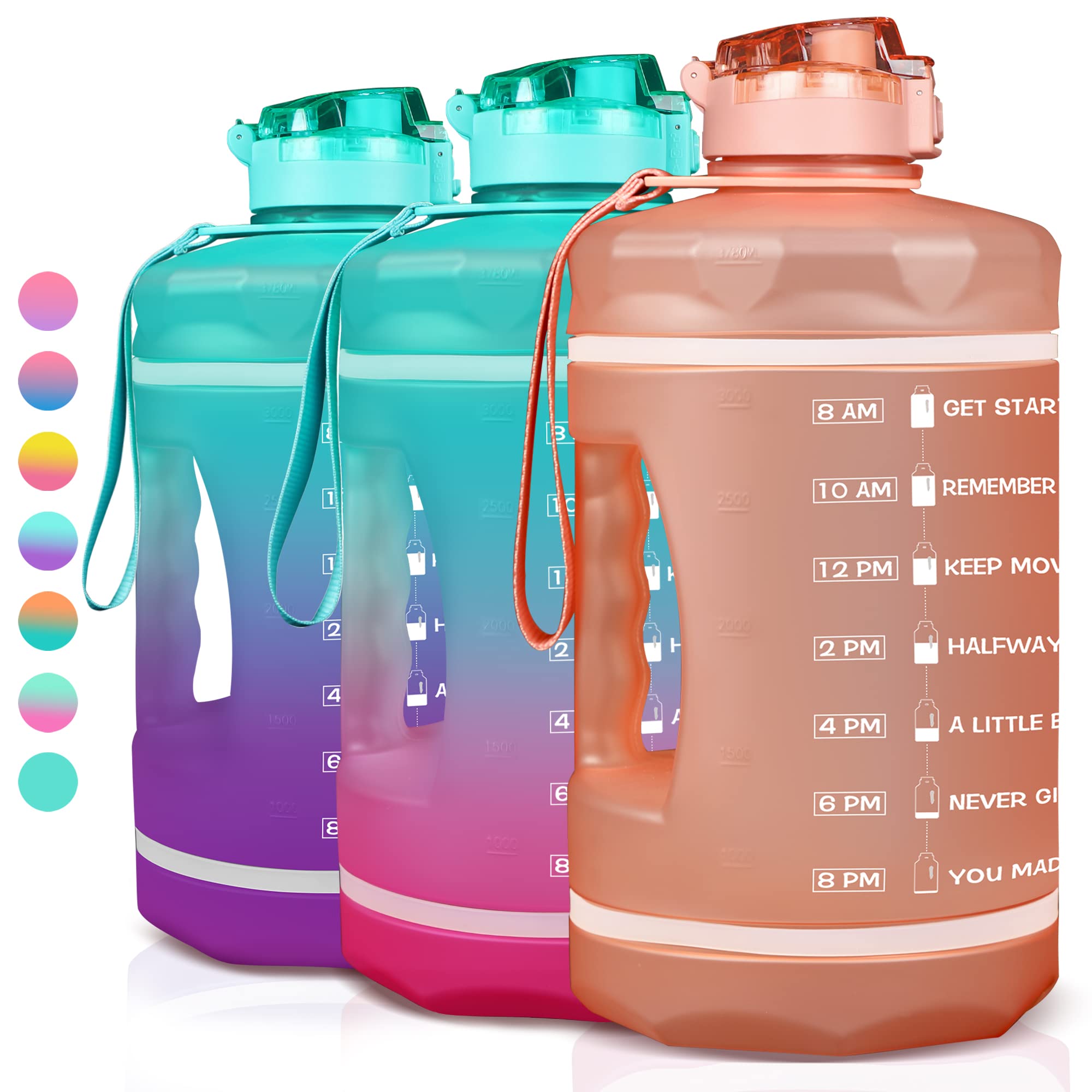 ZOMAKE Gallon Water Bottle with Straw & Time Marker - 64/128 oz Motivational Water Jug BPA Free Leakproof Large Water Bottle Ensure You Drink Enough Water Daily
