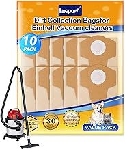 KEEPOW 10 Sacs Aspirateur pour Einhell TC-VC 1812S 1812/1S 18/15, TE-VC 18/10, BT-VC 1250S, INOX 1250S, Sacs d'Aspirateur Humide et Sec pour Einhell Aspirateur, Sac à Poussière 12L