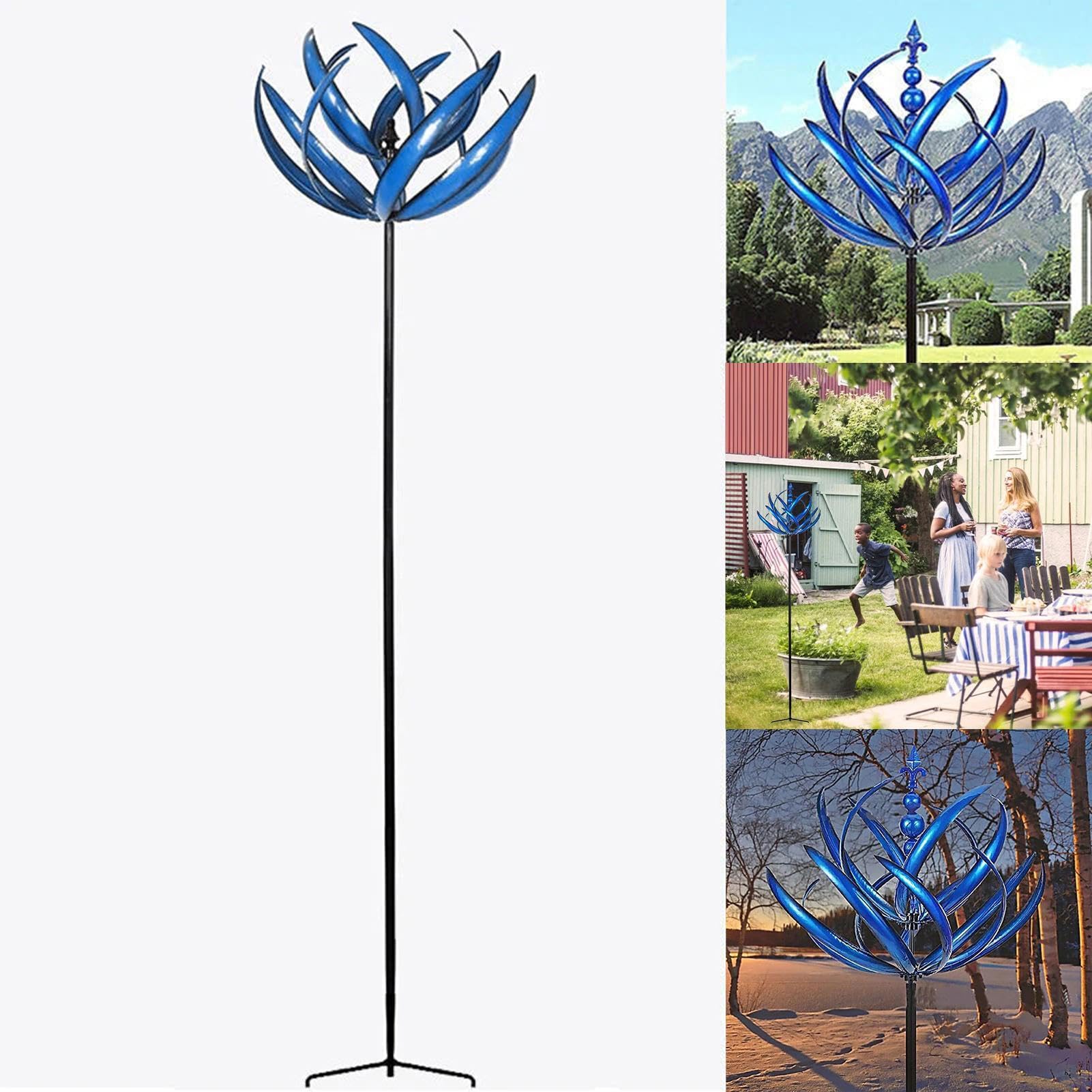 Girandola a da giardino, filatori a in metallo per cortile e giardino | girandola decorativa Harlow con paletto, sculture da giardino in metallo, decorazione per prato da giardino
