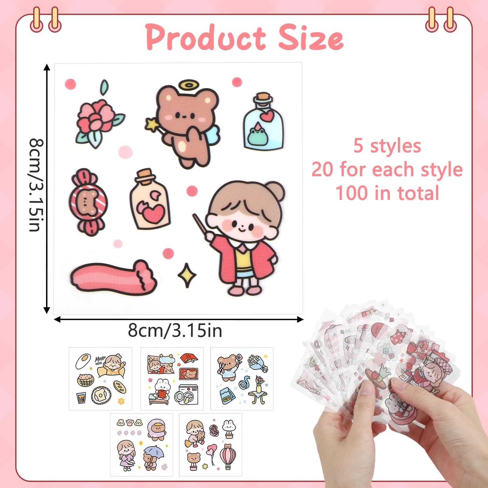 100 pezzi adesivi Kawaii,stickers babina cute,stickers kawaii per