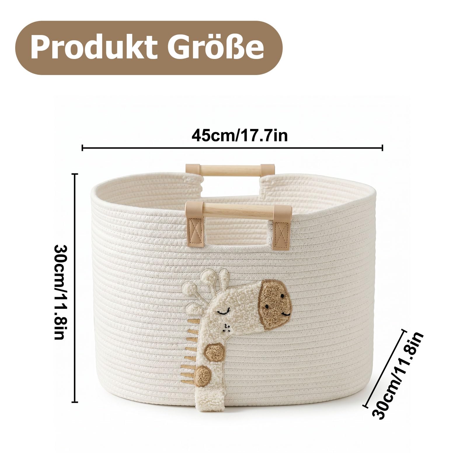 Cesta de almacenamiento de algodón, cesta trenzada con asas de madera, cestas decorativas lavables, cestas organizadoras multifuncionales para salón, baño y estantes (blanco/grande)