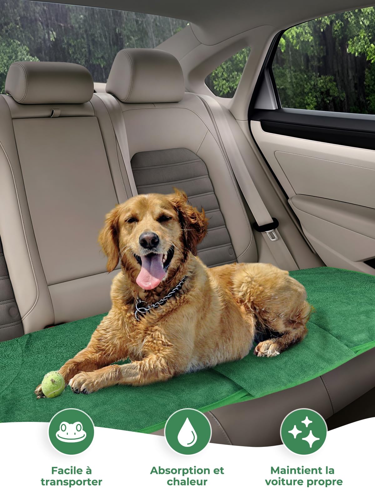 Serviette à Séchage Rapide pour Animaux, Peignoir pour Chien en Microfibre, Peignoir pour Chien Absorbant, Absorbant Manteau pour Animaux pour Séchage Après Baignade Bain (Grenouille Verte, L)