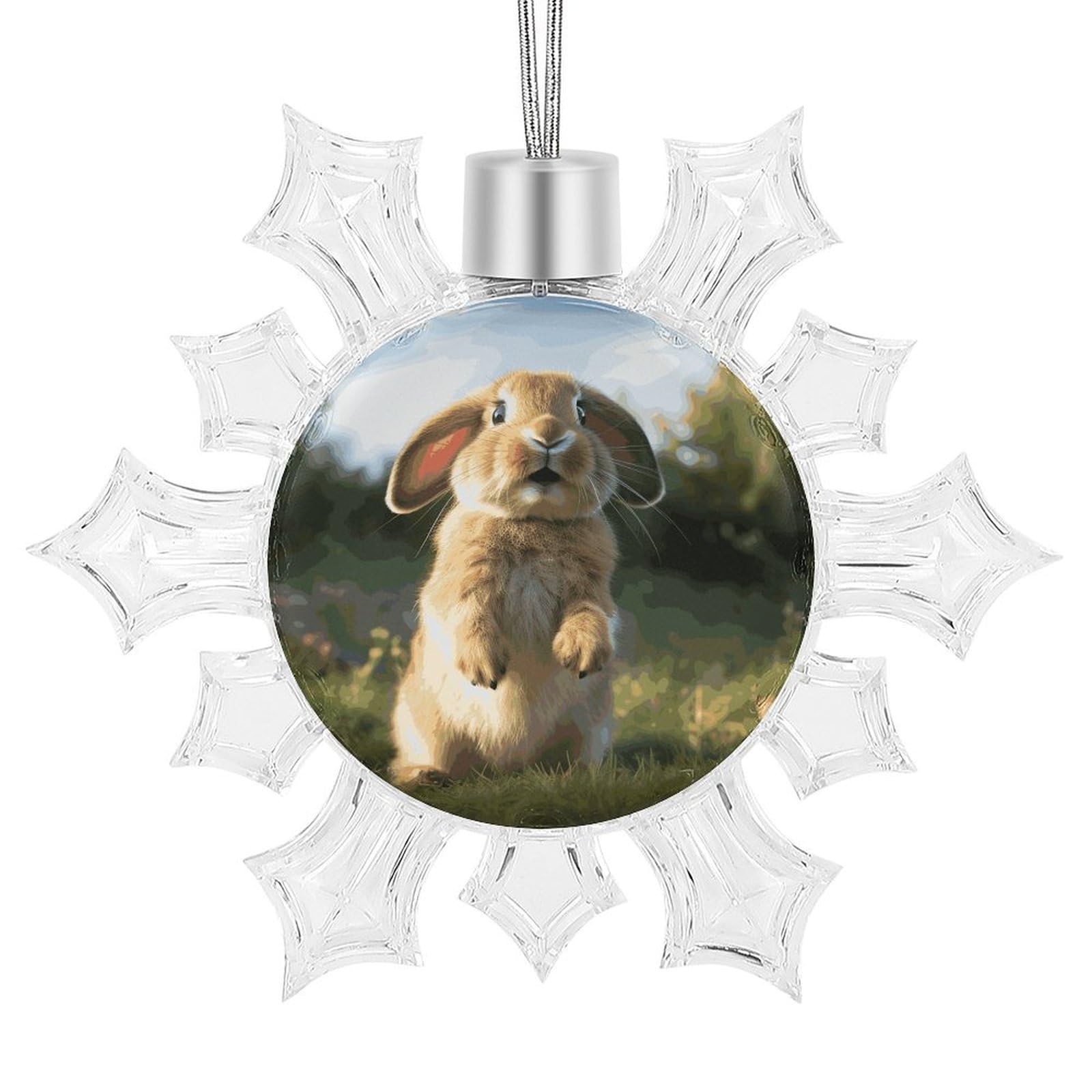 Décoration de Noël lapin flocon de neige de 10,4 cm en alu et plastique pour fête de mariage