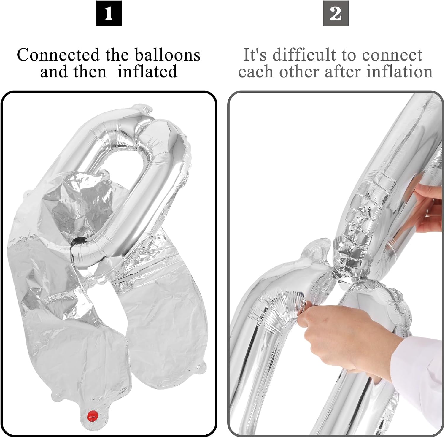 24 Pcs Silver Chain Balloons,Giant Chain Balloons Garland,16 inch Foil Chain Balloons for 80s 90s Party Decorations Birthdays Weddings Graduations Hip Hop Retro Theme Party Supplies (Silver) image 4