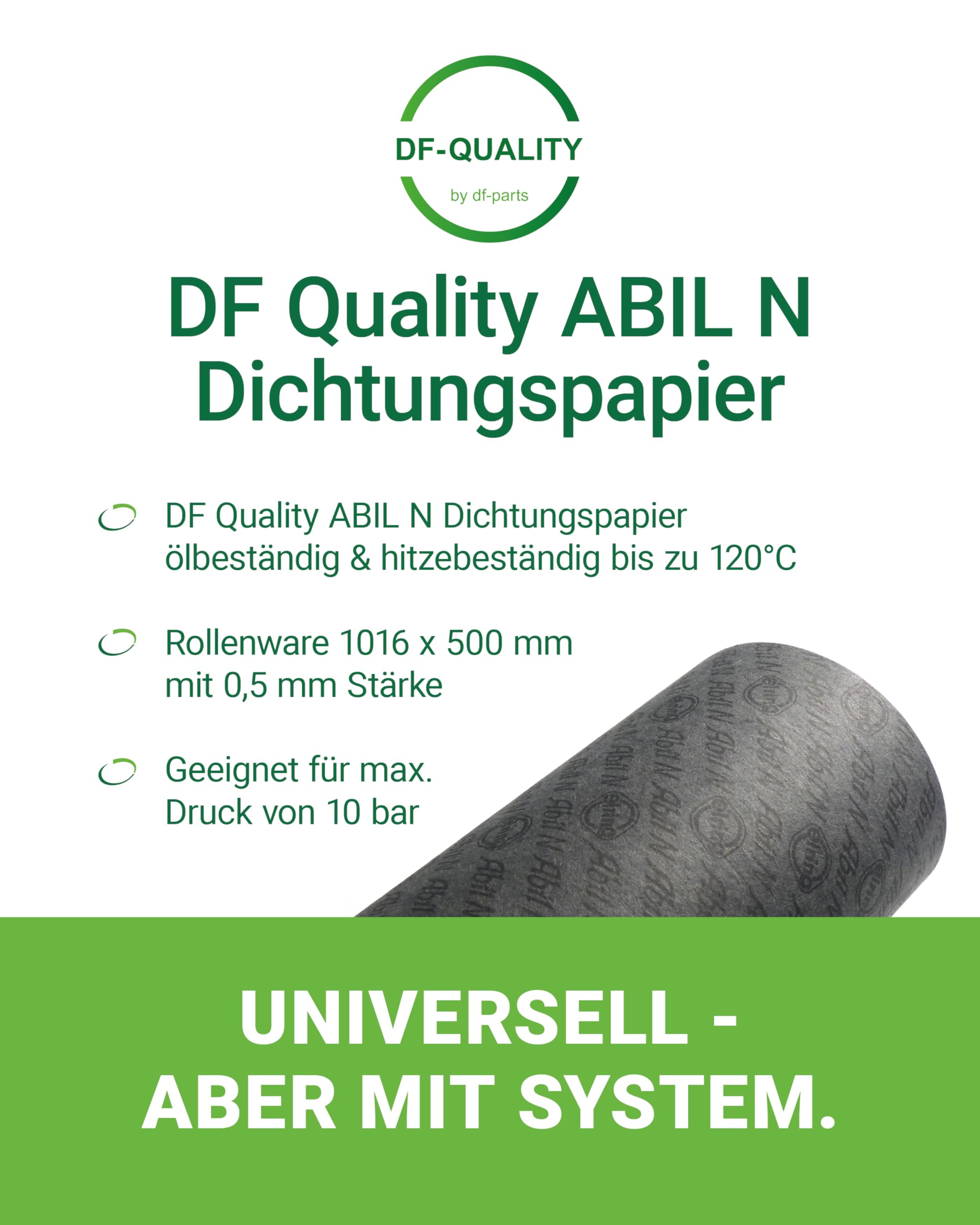 ABIL N Dichtungspapier ölbeständig & hitzebeständig bis zu 120°C - Rollenware 1016 x 500 mm mit 0,5 mm Stärke, Geeignet für max. Druck von 10 bar