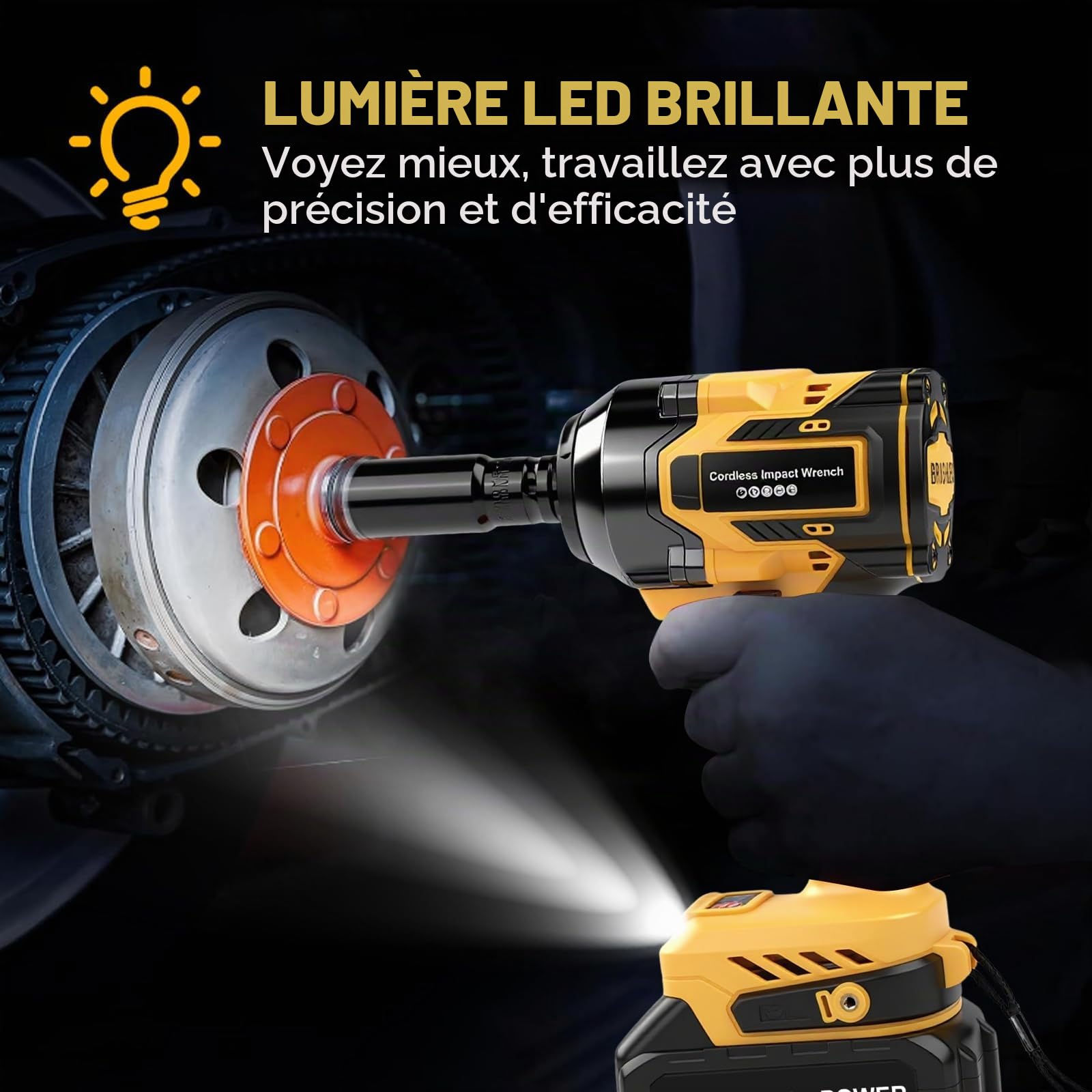 Clé à Chocs Sans Fil Brushless avec 2 Batteries 4,0 Ah 21V, 1/2" 650 Nm