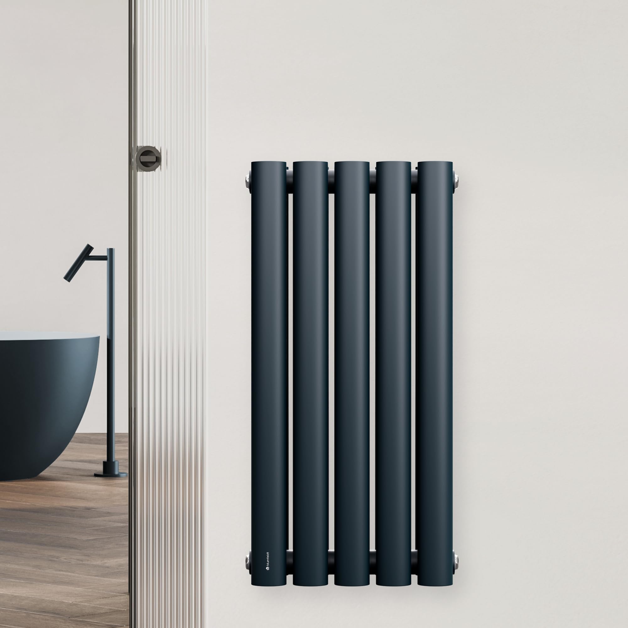 blumfeldt Radiateur Mural - 360 W Design Mural, Acier Thermolaqué, Double Couche, Raccordement Central ½, Installation Murale Facile, pour Salle de Bain, Salon & Bureau, 60x30 cm, Anthracite