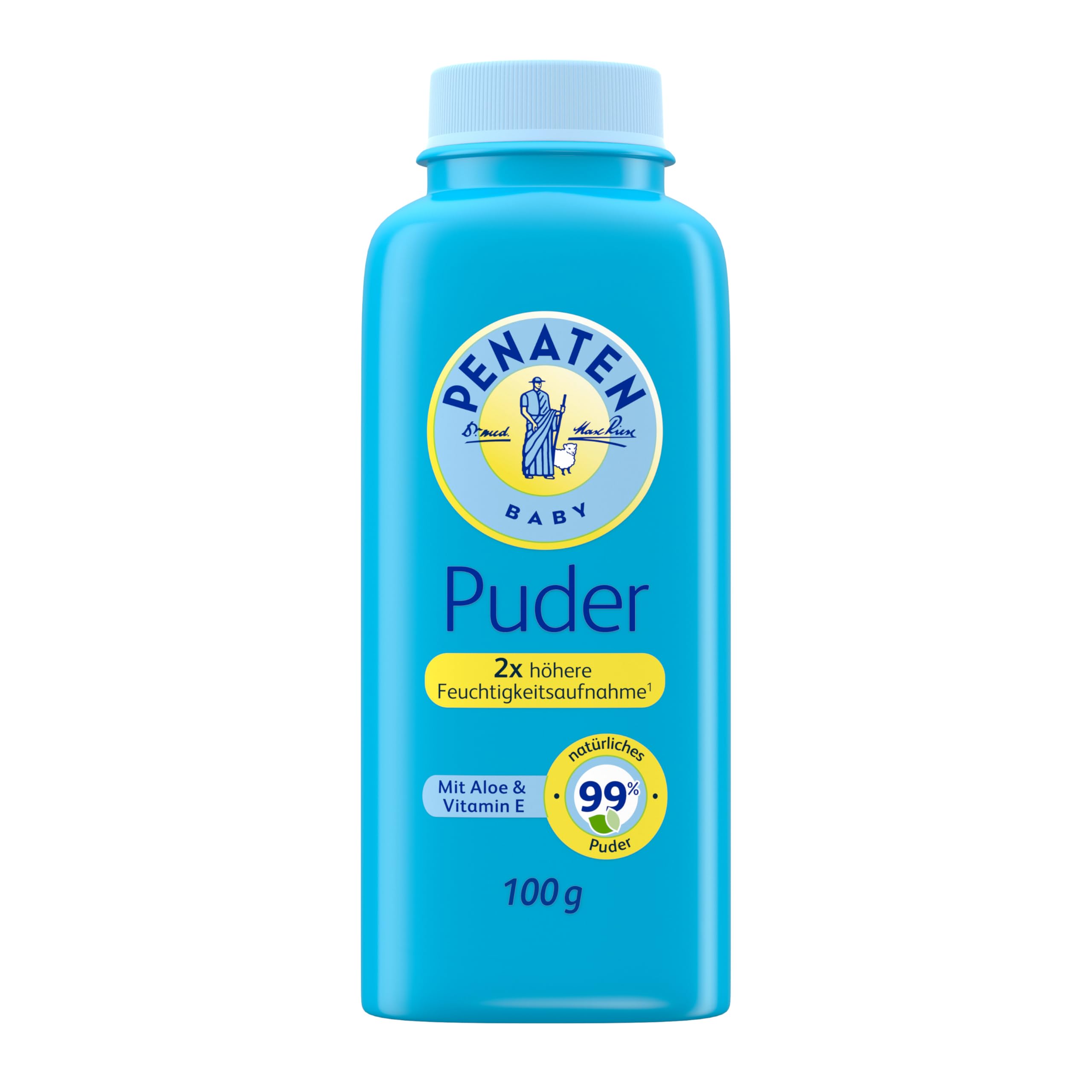 Penaten natürliches Baby Puder mit Aloe & Vitamin E, Puder auf Basis von Maisstärke, pflegt sanft Babyhaut, frisches und trockenes Hautgefühl