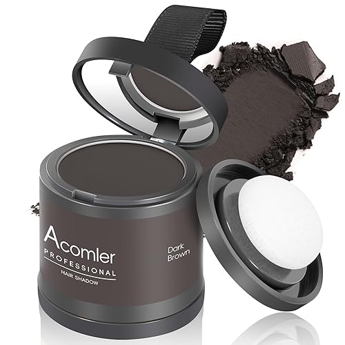 Miniatura 81 de Acomler Polvo para cubrir raíces para adelgazamiento, cabello gris, marrón oscuro para sombra de línea de cabello, cejas, línea de barba, puntos