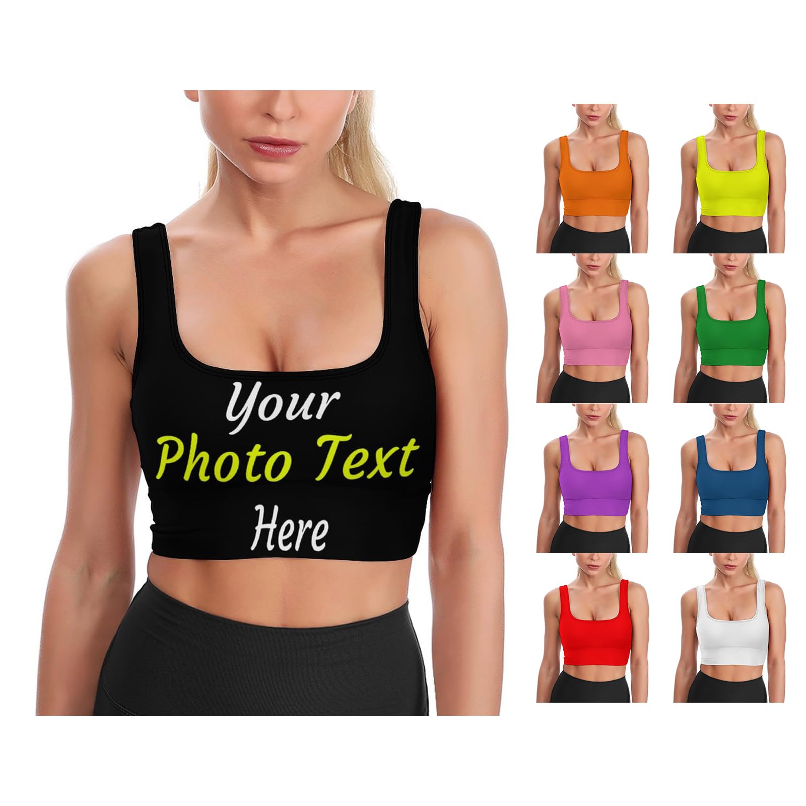 Lihakab Women's Style 3 Personalised Sports Bra Tank Top For Custom Crop Top Personalised Yoga Top Running Vest Sleeveless Shirt For Gym Vest