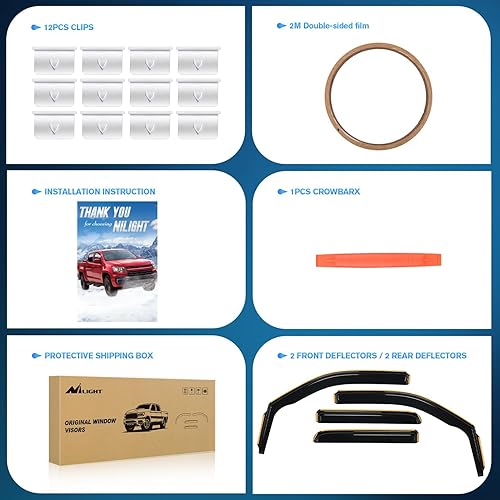 Miniatura 6 de Nilight Protectores de lluvia duraderos para Ford F150 SuperCrewSVT Raptor SuperCrew 2009 2010 2011 2012 2013 2014 Viseras de Ventana de Ventilación