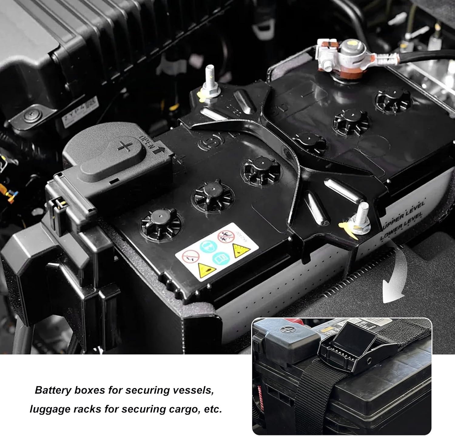 4 Set 1"x 47.2"(4 ft) Battery Tie Down Strap Kits, Battery Box Hold-Down Straps with Stainless Steel Cam Buckles & Screws, Adjustable Tie Down Straps for Boats Cars Coolers