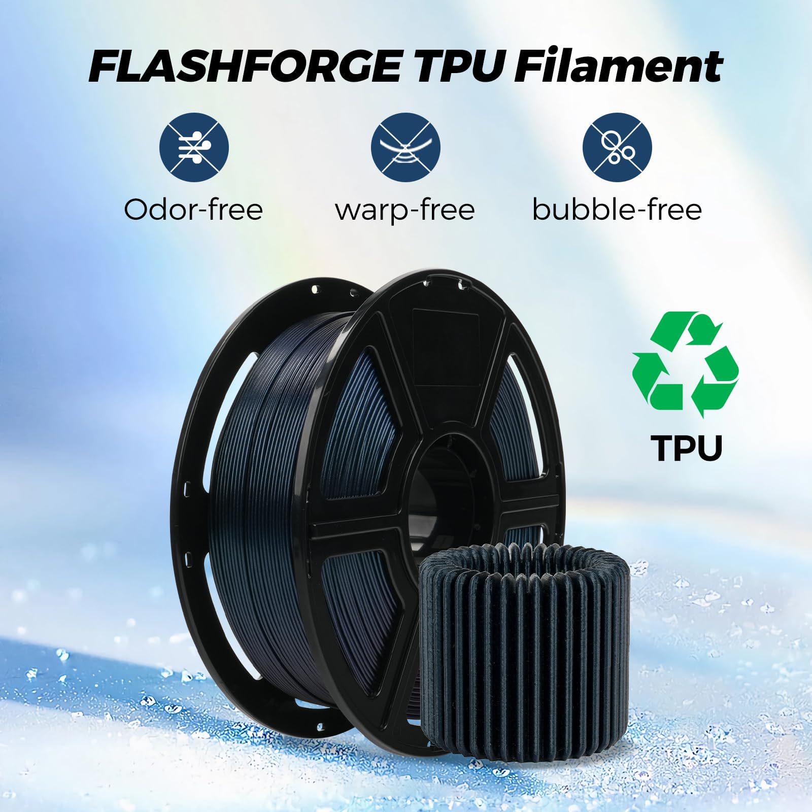 FLASHFORGE Filamento elastico/TPU95A per stampanti 3D da 1,75 mm, elevata elasticità e durata per prototipi morbidi, oggetti da indossare e parti funzionali, bobina da 1 kg (titanio bruciato)