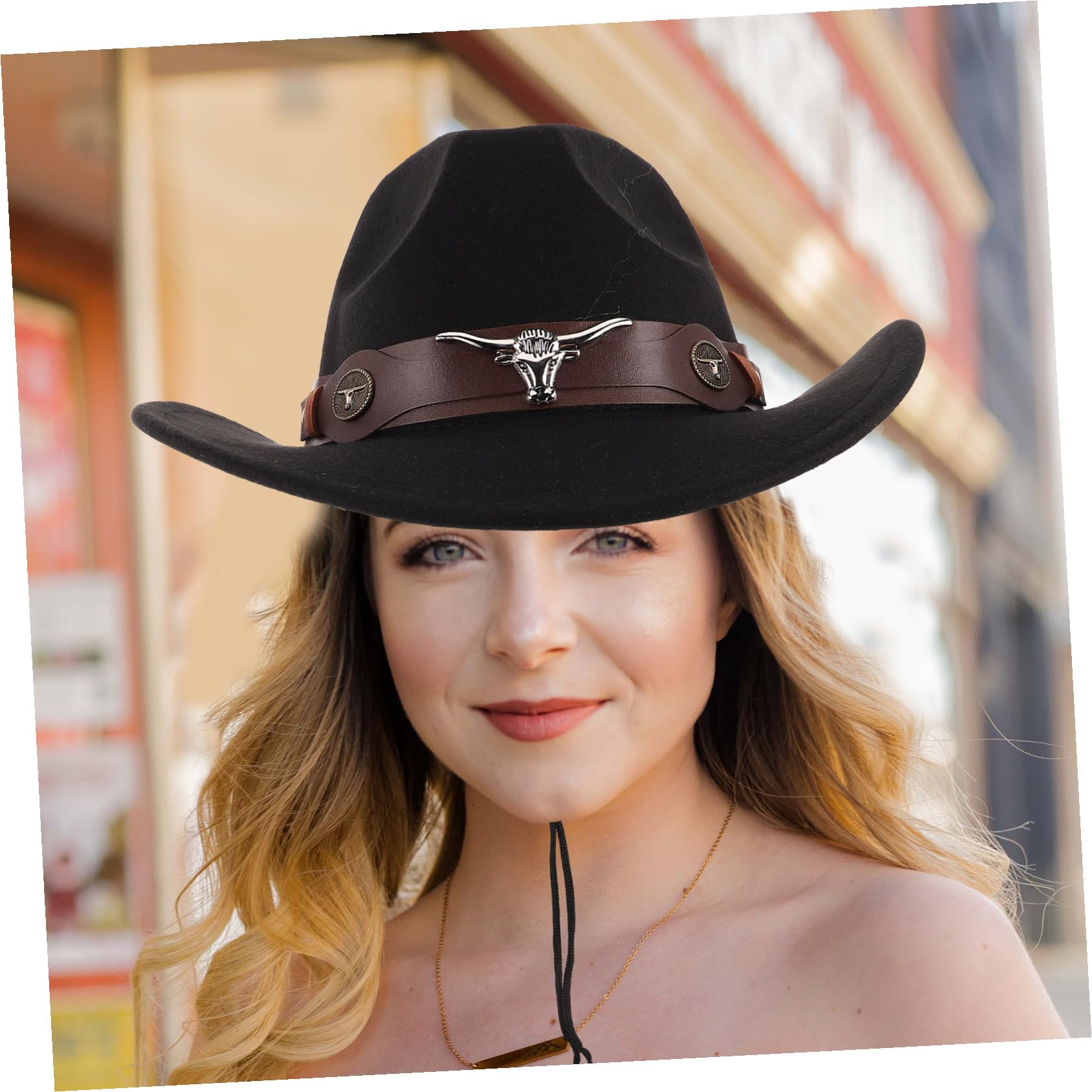4pezzi Cappello Western Uomo Fibbia Regolabile Cappello Cowboy Unisex per Stagione Calda e Festival Realizzato in Morbido