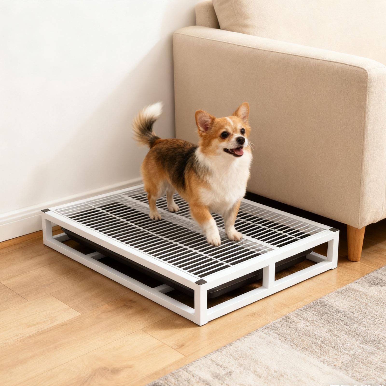 Bandeja para Perros Bandeja Higiénica para Mascotas Bandeja de Entrenamiento para Cachorros Soporte para Alfombrilla Absorbente con Malla Elevada