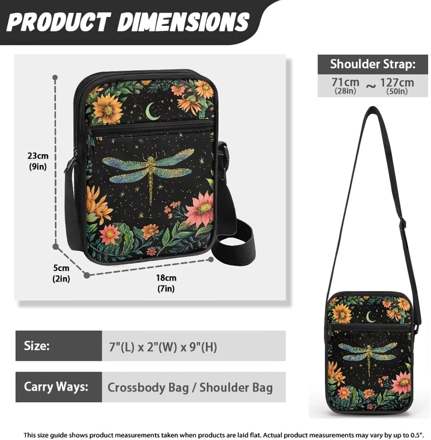 Unisex Messenger Bag for Men Women Crossbody Sling Bag Polyester Cross Body Bags with Zipper Pocket