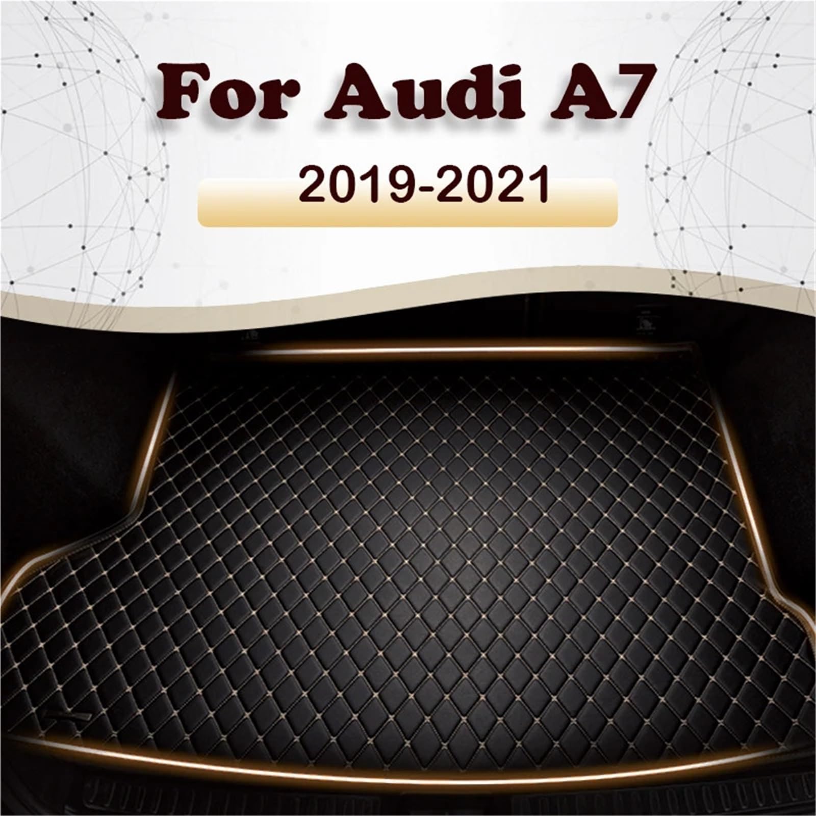 Carpet Cargo Liner Mata do bagażnika samochodowego pasująca Audi A7 2019 2020 2021, wykładzina, dywanik, części wewnętrzne, akcesoria, pokrowiec(Black and Beige)