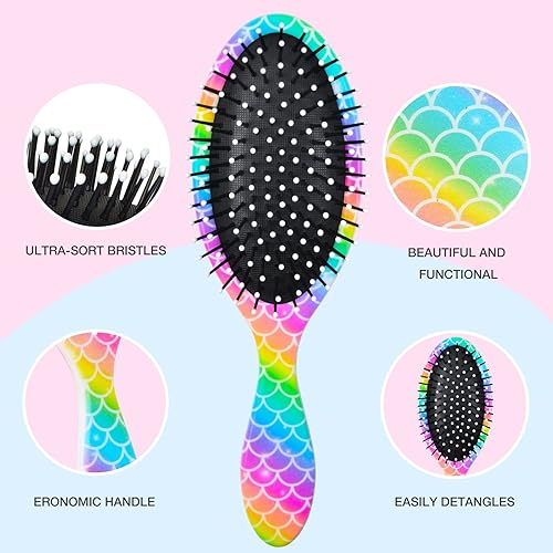 Miniatura 4 de Ausletie Cepillos de cabello húmedo para mujeres y niños, cepillo de pelo rapunzel, se desliza a través de los enredos con facilidad, cepillo de