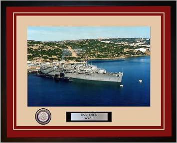 USS Orion AS-18 Framed Navy Ship Photo 42AS18Burgundy
