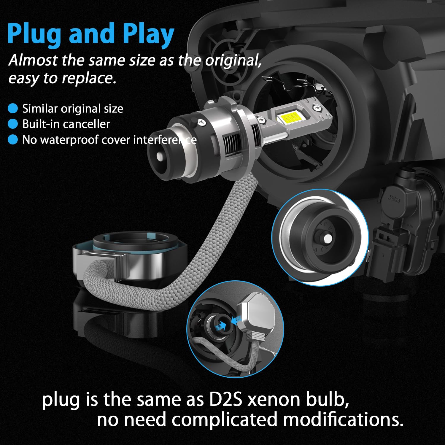 WinPower D2S Lampadina LED 35W 6340LM 6000K Bianco freddo Abbagliante Anabbagliante Xenon HID Kit di conversione, 2 pz.