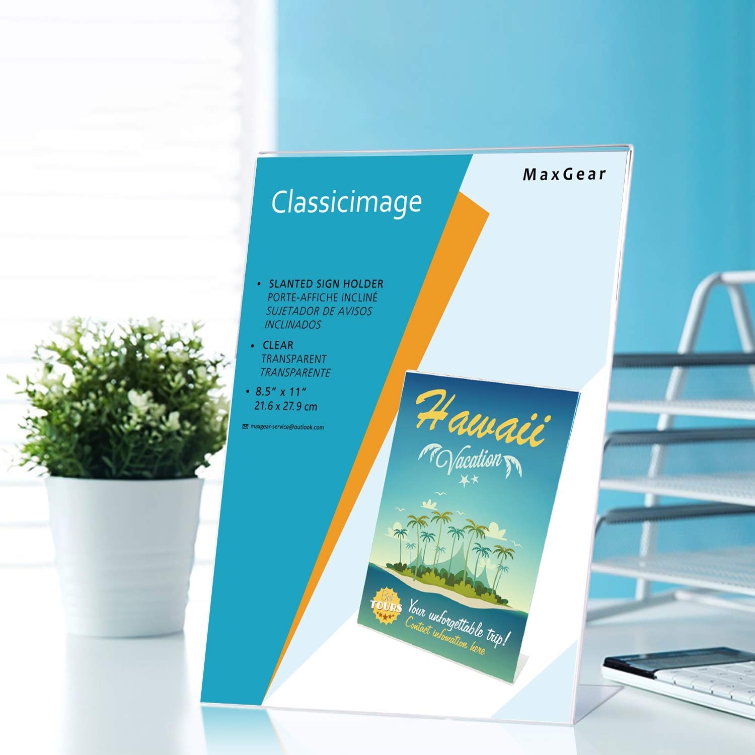 MaxGear Acrylic Sign Holder, Clear Sign Holder Plastic Paper Holder