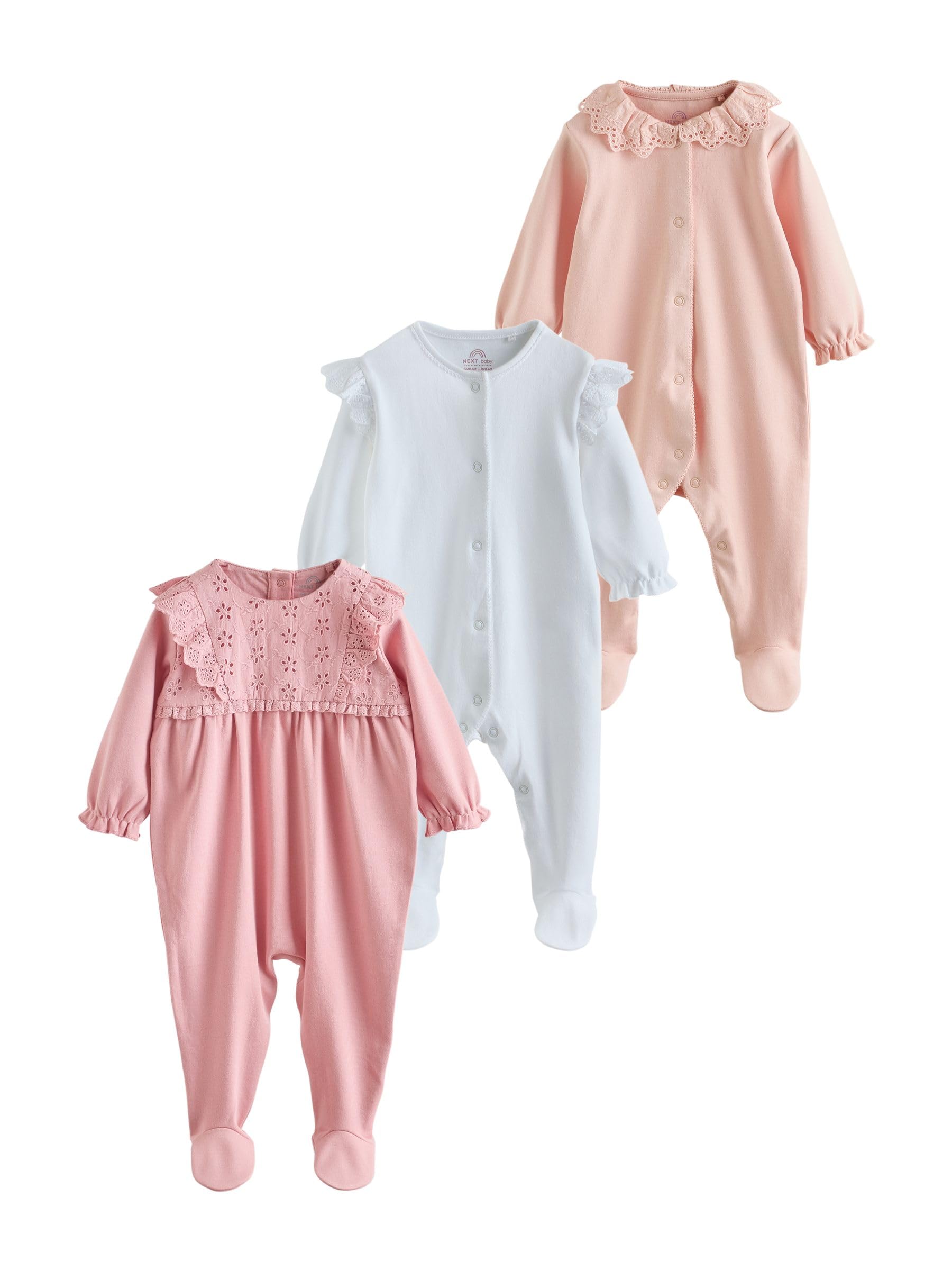 NEXT Bebés niña Pack de 3 Pijamas Tipo Pelele de bebé