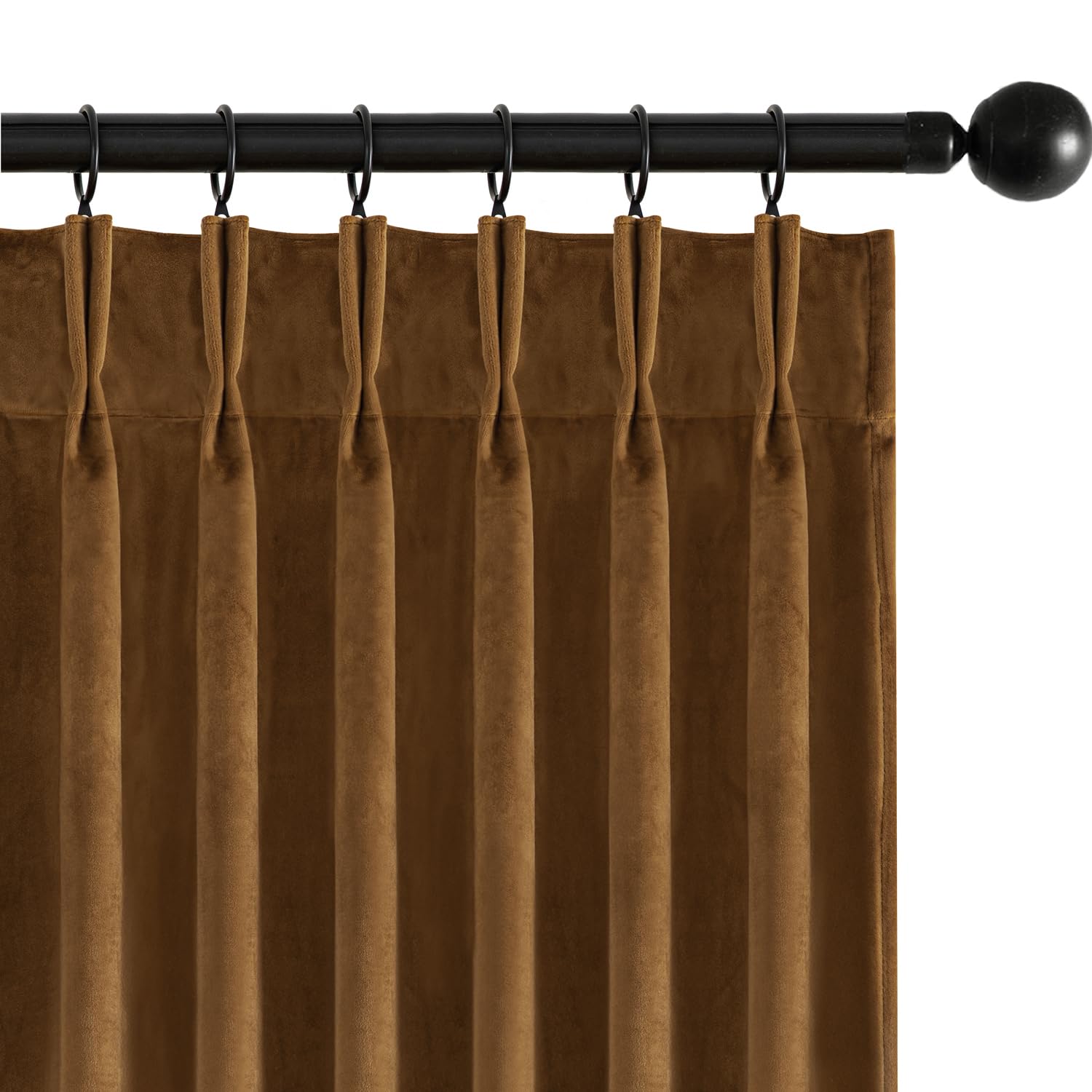 MIULEE Velvet Pinch Pleated Blackout Gold Brown Curtains 40x108 Inches
